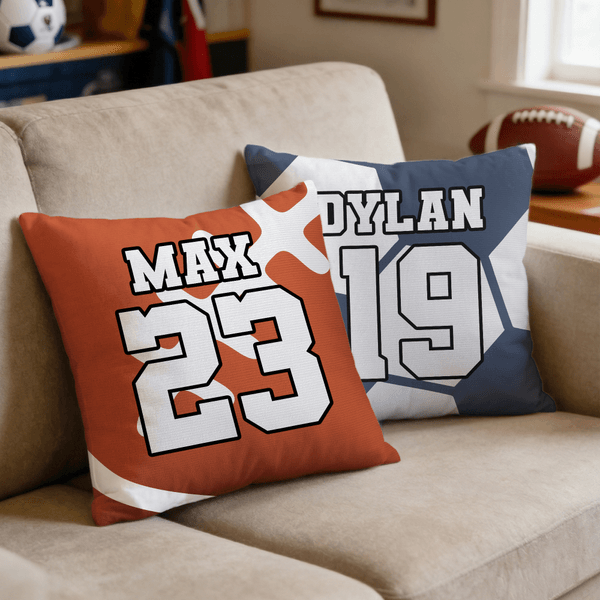 Funda de cojín personalizada de baloncesto y voleibol con nombre y número Decoración del hogar Regalo de aniversario Cumpleaños para los amantes de los balones deportivos