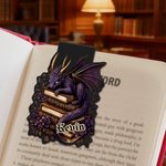 Personalized Vintage Book Floral Dragon Magnetic Bookmark Clip with Name Reading Accessory Daily Use Birthday Gift for Dragon Book Lovers