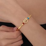 Personalizado nudo de amor circón Birthstones pulsera con nombre grabado cumpleaños aniversario San Valentín Día de regalo para las mujeres