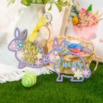 Décoration de Lapin en Bois Ornement Personnalisé avec Nom Gravé Cadeau de Pâques pour Enfant Bébé Nouveau-Né