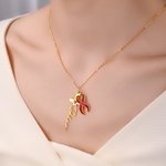 Personalisierte Herz Birthstone Seide Kreuz Halskette mit Namen Zierlich Schmuck Taufe Geburtstag Geschenk für Christen Frauen