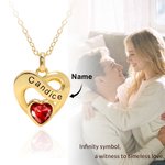 Personalizado Infinito Signo Corazón Piedra de nacimiento Mujeres Collar con nombre grabado Joyería delicada Día de San Valentín Aniversario Regalo para Esposas Novias