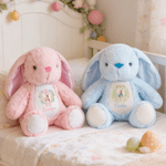 Personalised Floral Frame Cute Bunny Easter Bunny Stuffed Toy with Name Easter Egg Hunt Gift for Kids Boys Girls