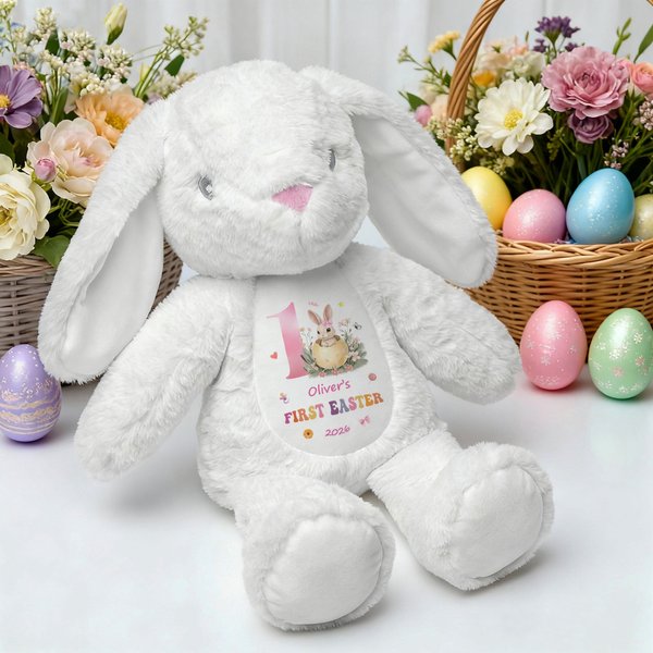 Personalisierte erste Ostereier Peter Rabbit niedlichen Plüsch Plüschtier Spielzeug mit Namen und Jahr erste Ostergeschenk für Kinder