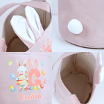 Panier d'œufs personnalisé avec nom initiale et motif de lapin - Cadeau de fête Pâques pour les enfants