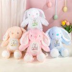Personalized Watercolor Floral Rabbit Plush Easter Bunny Stuffed Toy with Name Party Basket Filler Easter Gift for Newborns Kids