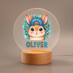 Personalized Leopard Print Cartoon Rabbit LED Acrylic Night Light with Name Easter Gift for Babies Children Newborn