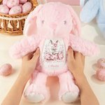 Personalized Watercolor Floral Rabbit Plush Easter Bunny Stuffed Toy with Name Party Basket Filler Easter Gift for Newborns Kids