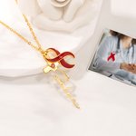 Personalisierte Herz Birthstone Seide Kreuz Halskette mit Namen Zierlich Schmuck Taufe Geburtstag Geschenk für Christen Frauen