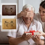 Portefeuille en Cuir Personnalisé avec Texte et État Gravés Porte-Monnaie avec Fentes Cadeau Anniversaire Longue Distance pour Homme