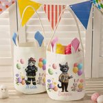 Cesta de Pascua reutilizable con cara y nombre de mascota Accesorios para la caza del huevo Regalo de Pascua para el amante de las mascotas