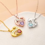 Personalizado Infinito Signo Corazón Piedra de nacimiento Mujeres Collar con nombre grabado Joyería delicada Día de San Valentín Aniversario Regalo para Esposas Novias
