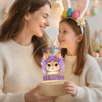 Personalized Leopard Print Cartoon Rabbit LED Acrylic Night Light with Name Easter Gift for Babies Children Newborn