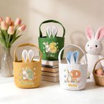 Panier d'œufs personnalisé avec nom initiale et motif de lapin - Cadeau de fête Pâques pour les enfants