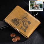 Personalized Leather Photo Wallet with Money Clip for Father's Day