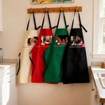 Tablier personnalisé avec texte et poches, imprimé fleurs et lèvres, lapin de Pâques, activités culinaires, cadeau de Pâques pour la famille, amoureux de la cuisine.