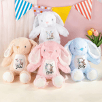 Personalised Cute Bunny Floral Initial Easter Bunny Stuffed Toy with Name Easter Gift for Kids Boys Girls
