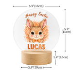 Personalized Leopard Print Cartoon Rabbit LED Acrylic Night Light with Name Easter Gift for Babies Children Newborn