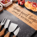 Personalisierte Home Sweet Home gravierten Namen Marmor 11 Stück Schneidebrett Untersetzer Set mit Keramik-Schüssel Valentinstag Jahrestag für Familie Freund