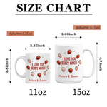 Spersonalizowany kubek ceramiczny I Love You Berry Much Strawberry Design 11 oz 15 oz z imieniem i podkładką Walentynkowy prezent urodzinowy dla pary