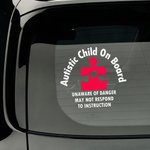 Personalised Autistic Child On Board Medical Alert Decal Sticker with Text Car Window Decor Autism Awareness Day Gift for Autistic Kids Parents
