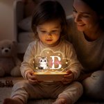Personalised Cute Animals Star Cloud Style Acrylic LED Night Light with Name and Wooden Base Nursery Decor Birthday Anniversary Gift for Kid Newborn