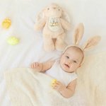 Personalized Watercolor Floral Rabbit Plush Easter Bunny Stuffed Toy with Name Party Basket Filler Easter Gift for Newborns Kids