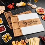 Personalisierte Home Sweet Home gravierten Namen Marmor 11 Stück Schneidebrett Untersetzer Set mit Keramik-Schüssel Valentinstag Jahrestag für Familie Freund