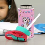Personalized Fantasy Unicorn Rainbow Star 12 oz Insulated Water Bottle with Name and Silicone Straw Daily Use Birthday Back to School Gift for Girls
