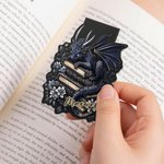 Personalized Vintage Book Floral Dragon Magnetic Bookmark Clip with Name Reading Accessory Daily Use Birthday Gift for Dragon Book Lovers