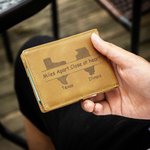 Portefeuille en Cuir Personnalisé avec Texte et État Gravés Porte-Monnaie avec Fentes Cadeau Anniversaire Longue Distance pour Homme