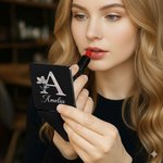 Personalised Pearl Effect Birth Flower Anti‑Fingerprint Shell Double-Sided 1X 2X Makeup Pocket Mirror with Name Birthday Travel Gift for Women