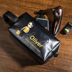 Trousse de toilette personnalisée en cuir PU avec nom et texte Accessoires de voyage Cadeau d'anniversaire pour homme père