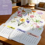 Calendrier 2026 personnalisé avec texte - Décoration intérieure de bureau avec socle acrylique - Cadeau Nouvel An pour la famille et les amis