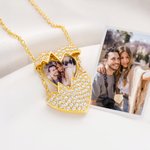 Personalized Heart-Shaped Photo Bright Shine Zircon Necklace Dainty Jewellery Birthday Anniversary Valentine's Day Gift for Women
