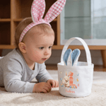 Panier d'œufs personnalisé avec nom initiale et motif de lapin - Cadeau de fête Pâques pour les enfants