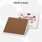 Spersonalizowany kubek ceramiczny I Love You Berry Much Strawberry Design 11 oz 15 oz z imieniem i podkładką Walentynkowy prezent urodzinowy dla pary