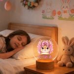 Personalized Leopard Print Cartoon Rabbit LED Acrylic Night Light with Name Easter Gift for Babies Children Newborn
