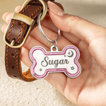 Personalised Glitter Bone Dog ID Tag with Name and Text Pet Birthday Adoption Anniversary Gift for Pet Owners Lovers