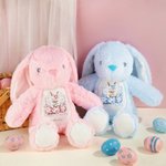 Personalized Watercolor Floral Rabbit Plush Easter Bunny Stuffed Toy with Name Party Basket Filler Easter Gift for Newborns Kids