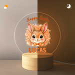 Personalized Leopard Print Cartoon Rabbit LED Acrylic Night Light with Name Easter Gift for Babies Children Newborn