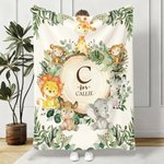 Personalisierte niedlichen Cartoon Dschungel Tiere weiche Decke mit Namen und Text Nusery Zimmer Dekoration Geburtstag Baby Dusche Geschenk für Kinder