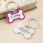 Personalised Glitter Bone Dog ID Tag with Name and Text Pet Birthday Adoption Anniversary Gift for Pet Owners Lovers