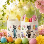 Cesta de Pascua reutilizable con cara y nombre de mascota Accesorios para la caza del huevo Regalo de Pascua para el amante de las mascotas