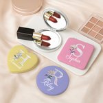 Personalised Pearl Effect Birth Flower Anti‑Fingerprint Shell Double-Sided 1X 2X Makeup Pocket Mirror with Name Birthday Travel Gift for Women