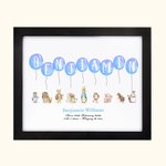 Personalised Cute Peter Rabbit Balloon Photo Frame with Name and Date Baptism Easter Birthday Gift for Newborn Kids