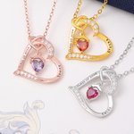 Personalized Graduation Cap Birthstone Heart Sterling Silver Necklace Dainty Jewellery with Engraved Name and Year Graduation Gift for Graduates