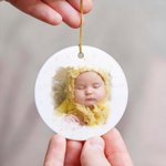 Personalised First Christmas Forest Animal Baby Photo Ceramic Ornament with Name and Year Home Decor First Christmas Gift for Newborns