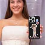 Personlig Romantisk tegneserie par telefonveske for iPhone med navn Valentinsdag Jubileumsgave til kjærester Kjærester