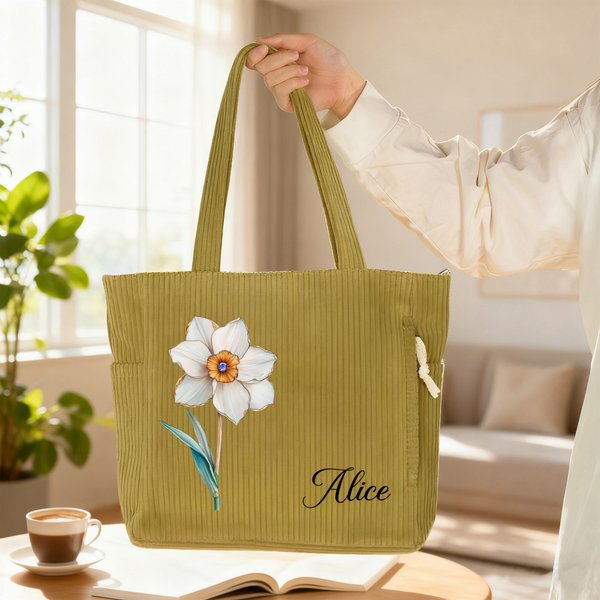 Personalized Multicolor Abstract Watercolor Floral Large Capacity Tote Bag with Name Daily Use Birthday Graduation Party Gift for Her